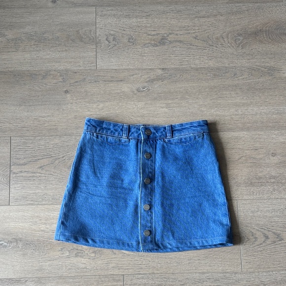 PAIGE Classic Blue A-Line Denim Skirt - Picture 1 of 3